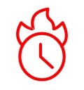 Une icône d’une horloge en feu.