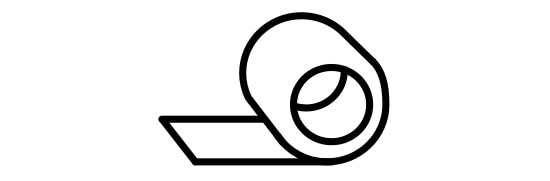 Une icône d’un rouleau de ruban.
