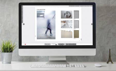 Écran d’ordinateur affichant une image du catalogue interactif.
