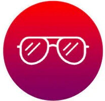 Icône dégradée rouge de lunettes de soleil représentant une réduction des reflets.
