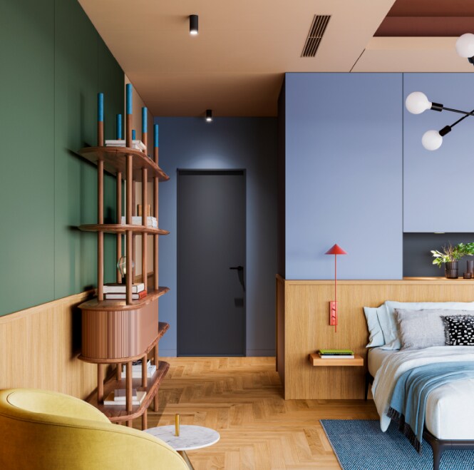 Des finitions architecturales aux nuances audacieuses pour magnifier les chambres à coucher.
