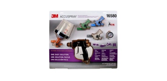 Une brochure illustrant le Système de pistolet de pulvérisation Accuspray(MC) 3M(MC).
