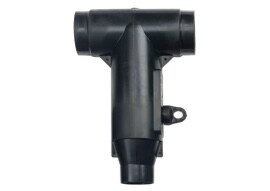 Un connecteur séparable en forme de T noir.