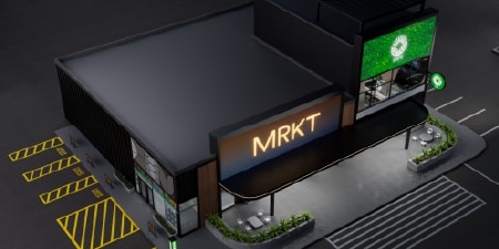 Branded van featuring MRKT logo, demonstrating 3M's fleet graphic solutions for commercial vehicles.

