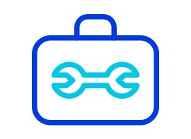 Une icône d’une boîte à outils avec une clé dessus. 