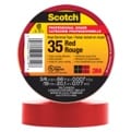 Un rouleau rouge de Ruban isolant en vinyle pour codage par couleur 35 Scotch® avec son emballage sur le rouleau.
