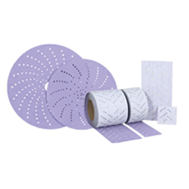 Ensemble de disques et de rouleaux abrasifs de ponçage 3M multitrous.