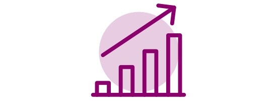 Une icône d’un graphique à barres avec une tendance à la hausse.
