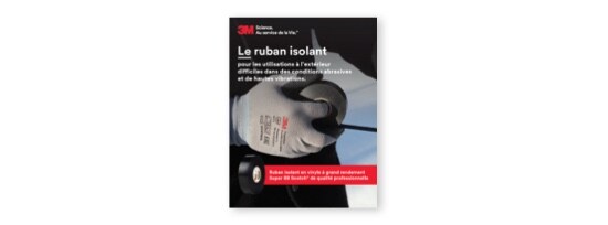 Une fiche de vente montrant une main gantée déroulant un rouleau de ruban isolant.
