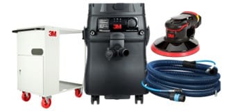 Un ensemble de système de ponçage propre 3M et divers accessoires.
