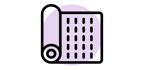 An icon of a partially unrolled roll of material.
