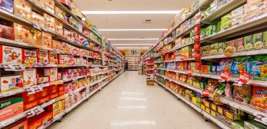 An aisle of a grocery store.
