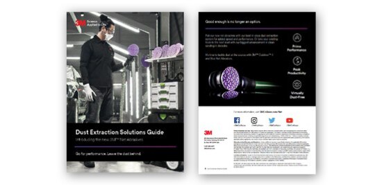 Pages de couverture et d’insertion du Guide des solutions d’extraction de poussière.
