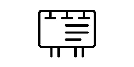 Icône de signalisation en noir et blanc.
