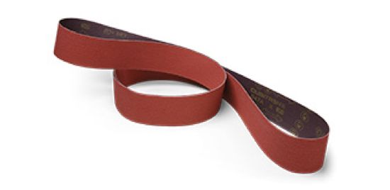 A metal deburring belt.
