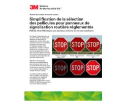 Un aperçu de la couverture de « Simplification de la sélection des pellicules pour panneaux de signalisation routière réglementés ».
