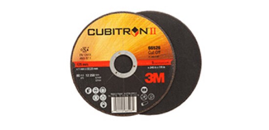Two 3M™ Cubitron™ II Cut-Off Wheels.
