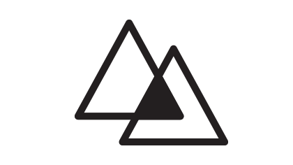 Contour de deux triangles superposés, dont l’un est légèrement décalé vers l’avant.
