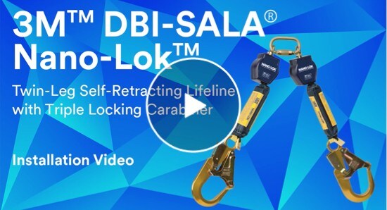 Twin-Leg Self-Retracting Lifeline with triple-locking carabiner installation video.
