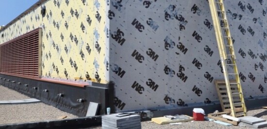 A building wrapped in 3M™ Air Barrier.
