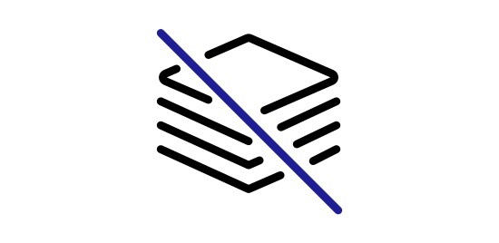 An icon of a stack of squares with a line through it.
