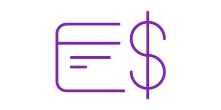 Carte violette et icône d’un dollar.
