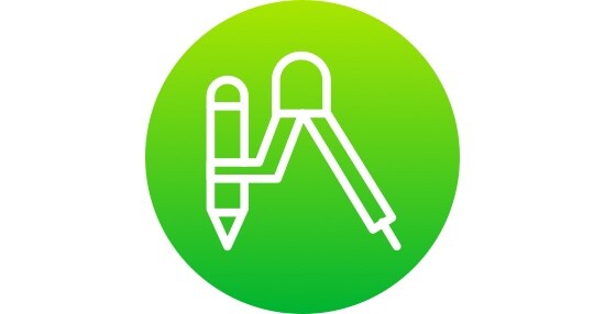 Une icône d’un compas géométrique.
