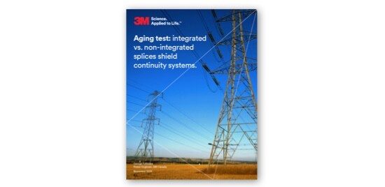 A cover of a brochure showing power cables and towers in a field. 
