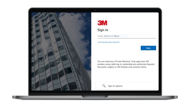 Un ordinateur portable affichant l’écran de connexion de l’appli My 3M.
