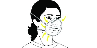 An illustration of an individual wearing a mask.
