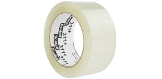 A clear roll of Scotch® High Tack Box Sealing Tape 311+.
