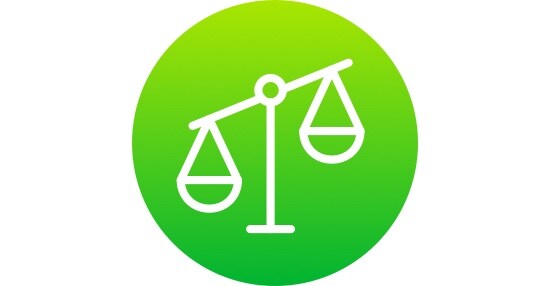 Une icône d’une ancienne balance à deux plateaux.
