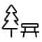 An icon of a pine tree and picnic table.
