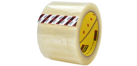 A clear roll of Scotch® High Tack Box Sealing Tape 375+.
