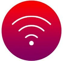 Icône dégradée rouge d'ondes Wi-Fi représentant l'absence d'interférence de signal.
