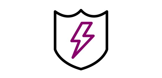 An icon of a shield with a lightning bolt on it.
