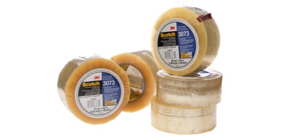 Five rolls of highly recycled corrugate tapes.
