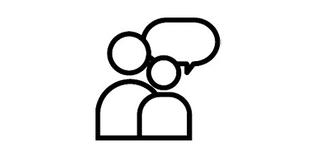 Icône de conversation en noir et blanc.
