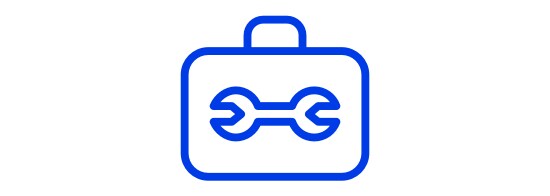 An icon of a tool box with a wrench on it. 
