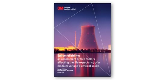 The cover of a brochure showing a nuclear cooling tower at dusk. 
