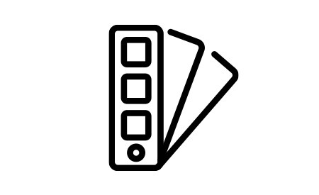 Icon of a fanned out sample book.
