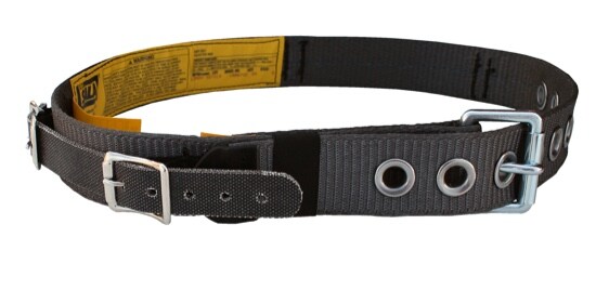 Une ceinture minière en tissu noire.
