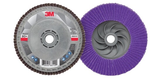 Le devant et le derrière du Disque à lamelles 769F 3M(MC), avec un support de moyeu en plastique gris.
