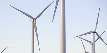 Aerial view of rural power lines

