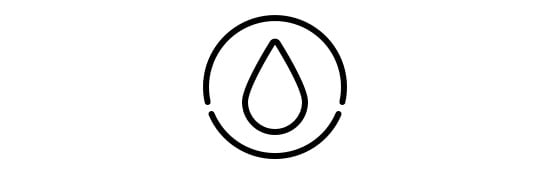 An icon of a liquid droplet in a circle.
