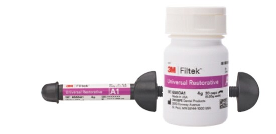 A bottle and a syringe of 3M™ Filtek™ Universal Restorative.
